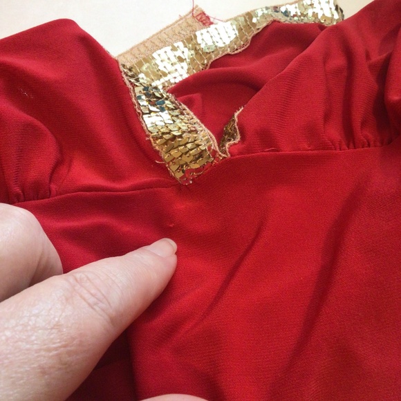 Vintage Solar Y2K Red Sequin Trim Cami Top Holiday Party Glam Sparkle Tank Retro - Picture 3 of 8